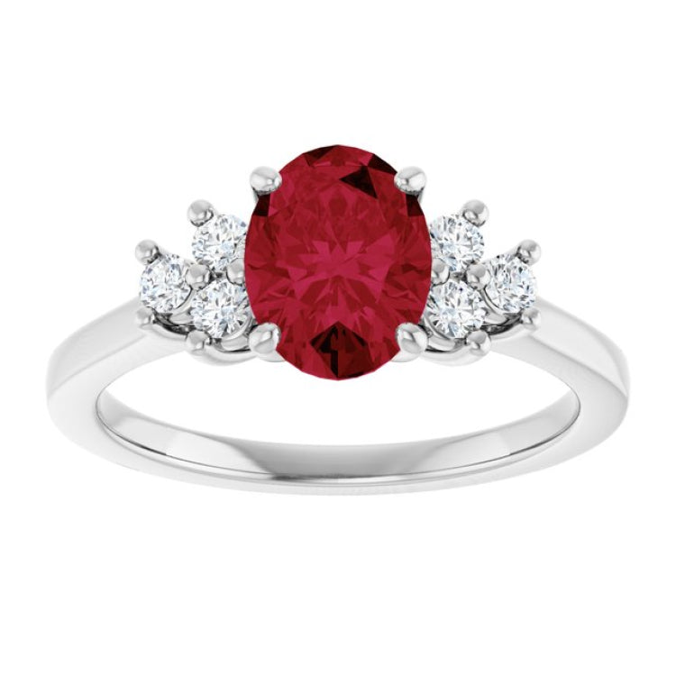 14K White Gold Lab-Grown Ruby & 1/6 CTW Lab-Grown Diamond Ring