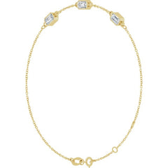 14K Yellow Gold 1 CTW Lab-Grown Diamond Bezel-Set 3-Stone 7 1/2" Bracelet