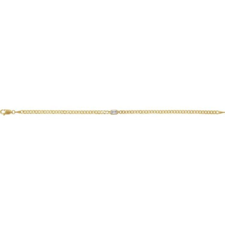 14K Yellow Gold Natural Diamond Link 7" Bracelet