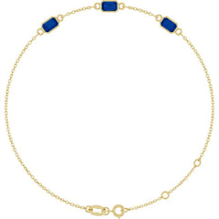 14K Yellow Gold Lab-Grown Blue Sapphire Bezel-Set 3-Stone 7 1/2" Bracelet
