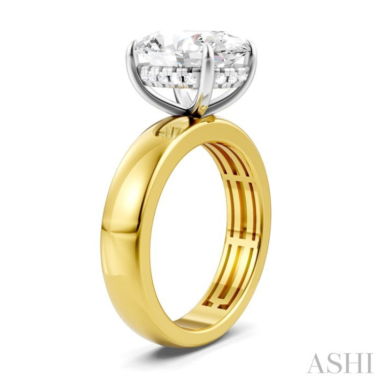 1/10 Ctw Oval Shape Round Cut Diamond Semi-Mount Engagement Ring in 14K Yellow and White Gold