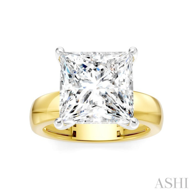 1/6 Ctw Princess Shape Round Cut Diamond Semi-Mount Engagement Ring in 14K Yellow and White Gold