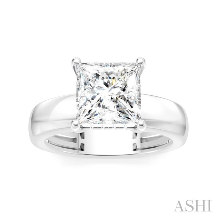 1/10 Ctw Princess Shape Round Cut Diamond Semi-Mount Engagement Ring in 14K White Gold