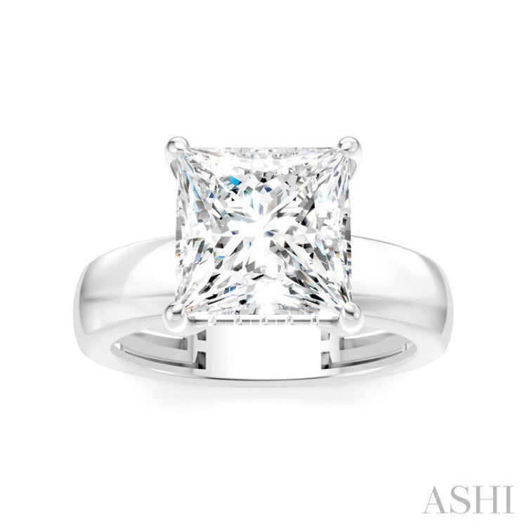 1/8 Ctw Princess Shape Round Cut Diamond Semi-Mount Engagement Ring in 14K White Gold