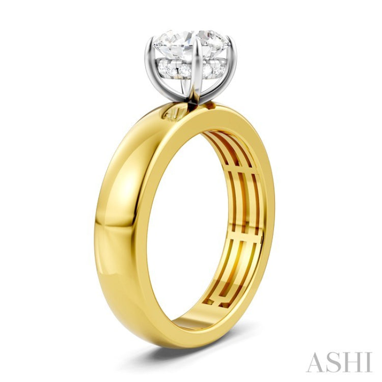1/20 Ctw Round Shape Round Cut Diamond Semi-Mount Engagement Ring in 14K Yellow and White Gold