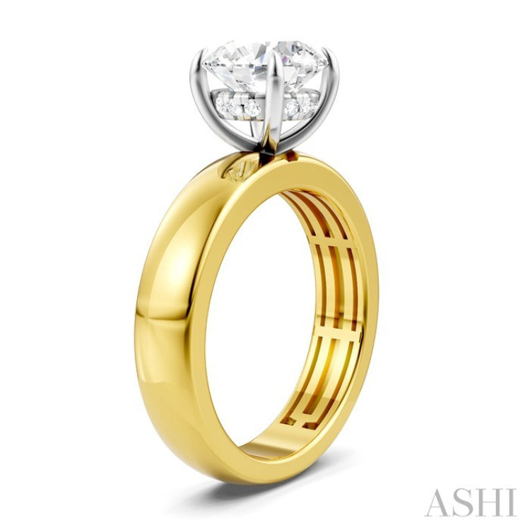 1/20 Ctw Round Shape Round Cut Diamond Semi-Mount Engagement Ring in 14K Yellow and White Gold