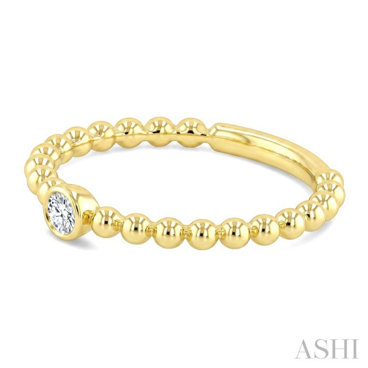1/10 Ctw Bezel Set Round Cut Bead Bijoux Diamond Beaded Ring in 10K Yellow Gold