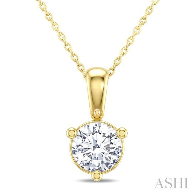 1 Ctw Round Cut Diamond Martini Solitaire Pendant With Chain in 14K Yellow Gold