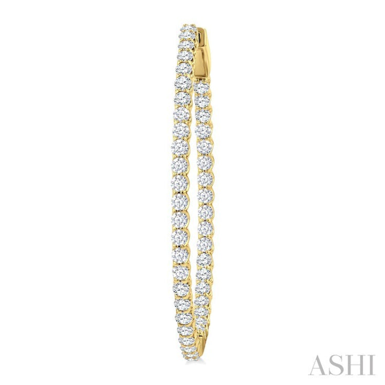 3 Ctw Inside-Out Round Cut Diamond 1/2-Inch Oval Hoop Earrings in 14K Yellow Gold