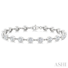 4 Ctw Bezel Set Round Cut Diamond Station Bracelet in 14K White Gold