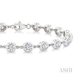 4 Ctw Bezel Set Round Cut Diamond Station Bracelet in 14K White Gold