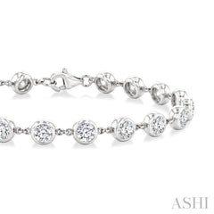 1/2 Ctw Bezel Set Round Cut Diamond Station Bracelet in 14K White Gold