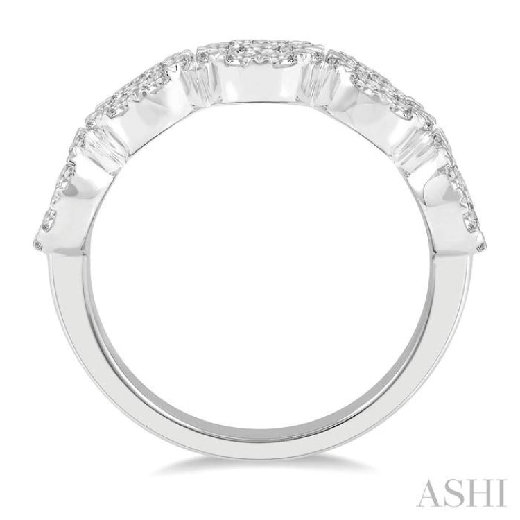 1 1/2 Ctw 5-Stone Lovebright Round Cut Diamond Band in 14K White Gold