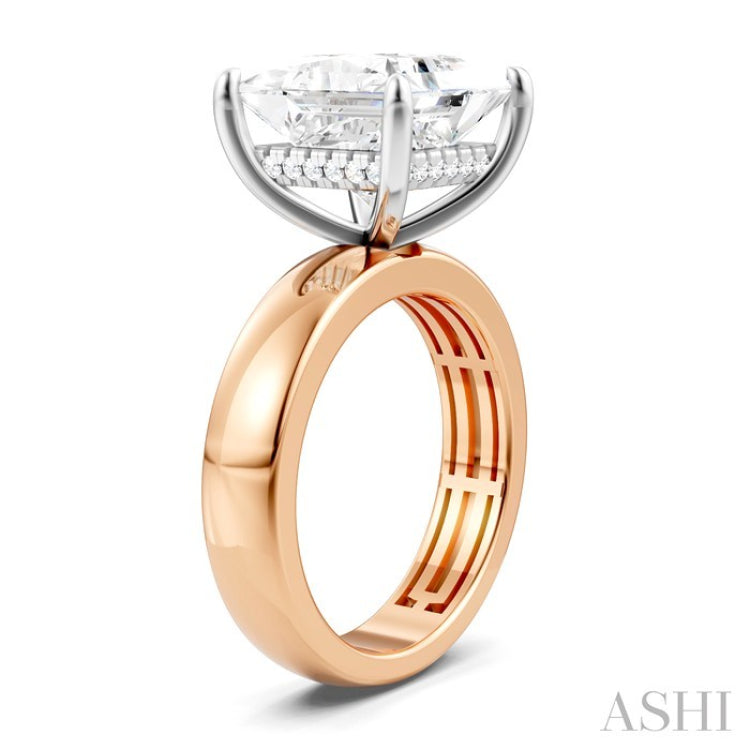 1/6 Ctw Princess Shape Round Cut Diamond Semi-Mount Engagement Ring in 14K Rose and White Gold