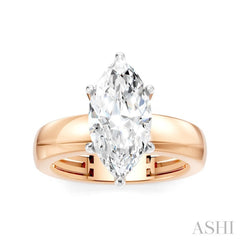 1/10 Ctw Akari Marquise Shape Round Cut Diamond Semi-Mount Engagement Ring in 14K Rose and White Gold