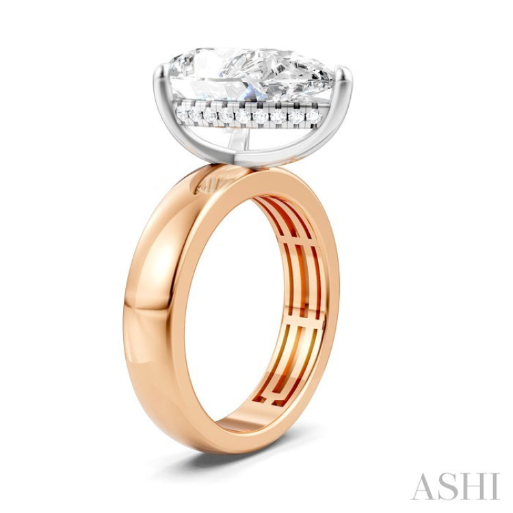 1/6 Ctw Pear Shape Round Cut Diamond Semi-Mount Engagement Ring in 14K Rose and White Gold