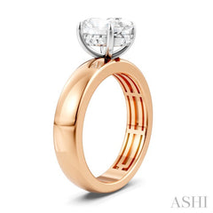 1/20 Ctw Oval Shape Round Cut Diamond Semi-Mount Engagement Ring in 14K Rose and White Gold