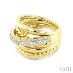 1/2 Ctw Round Cut Diamond Aeris Gold Criss Cross Fashion Ring in 14K Yellow Gold