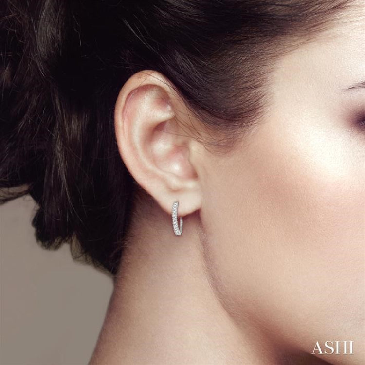 2 Ctw Zigzag Baguette and Round Cut Diamond Hoop Earring in 14K White Gold