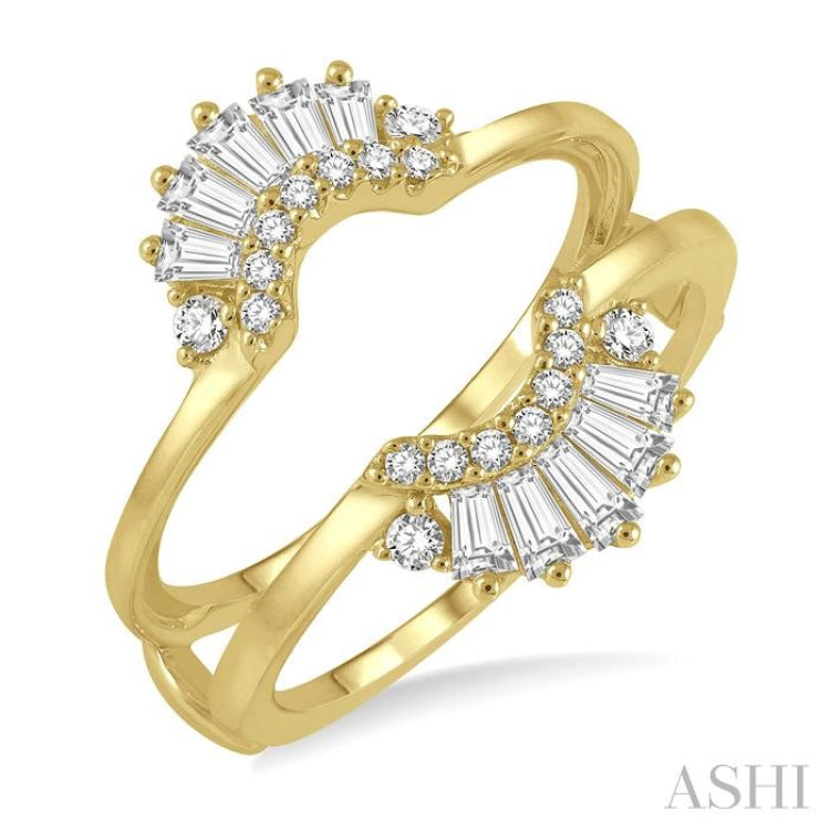 1/2 Ctw Baguette and Round Cut Diamond Tiara Insert Ring in 14K Yellow Gold