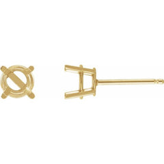 14K Yellow Gold 4 mm Natural Blue Zircon Earrings