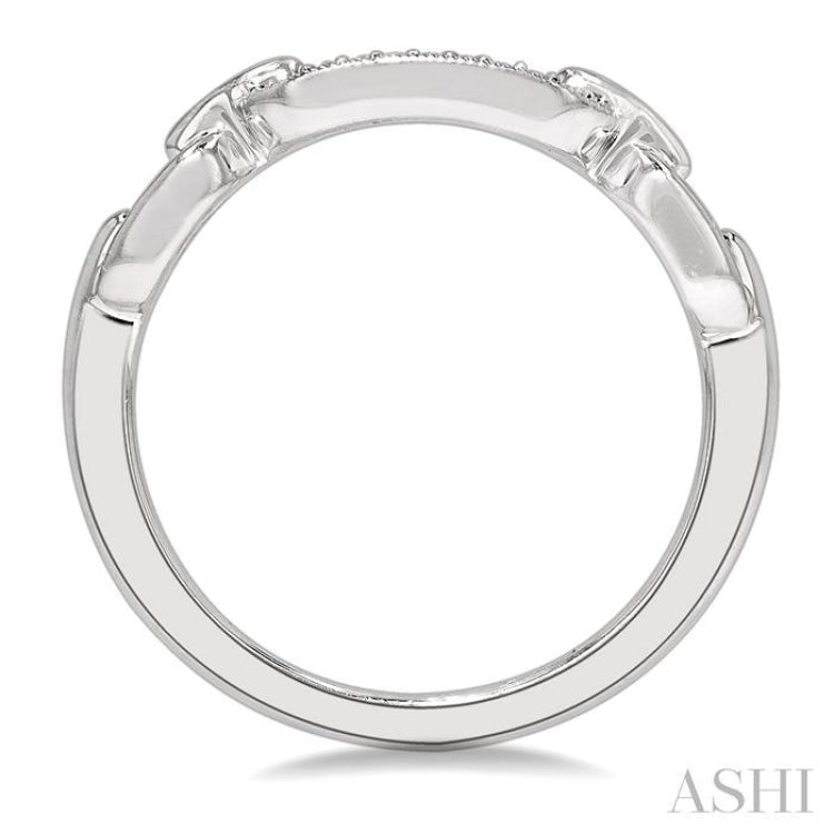 1/10 Ctw Round Cut Diamond Paperclip Ring in Sterling Silver
