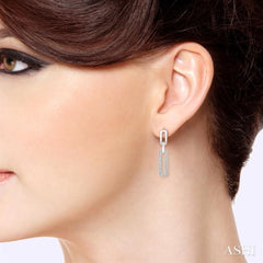 1/10 Ctw Round Cut Diamond Paperclip Earring in Sterling Silver