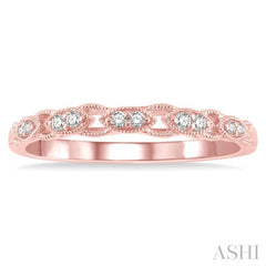 1/10 Ctw Marquise Shape Lattice Round Cut Diamond Wedding Band in 14K Rose Gold