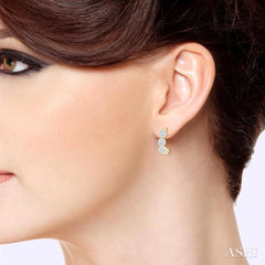 3/8 Ctw Lovebright Round Cut Diamond Half Hoop Earring in 14K Yellow and White Gold