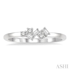 1/8 Ctw Scatter Baguette and Round Cut Diamond Petite Fashion Ring in 14K White Gold