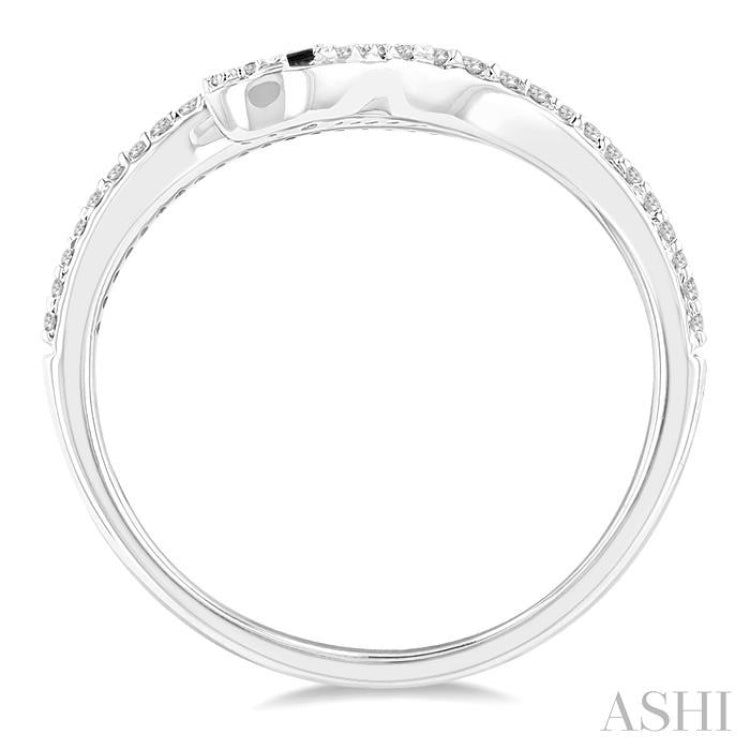 1/6 Ctw Serpent White & Black Round Cut Diamond Petite Open Fashion Ring in 10K White Gold