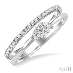 1/4 Ctw Double Row Pear Shape Lovebright Round Cut Diamond Ladies Ring in 10K White Gold