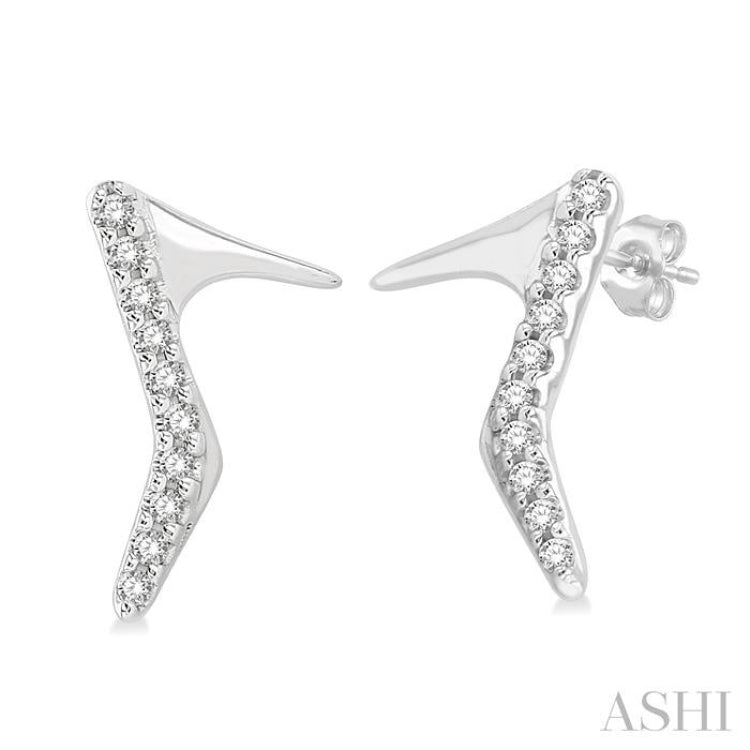 1/20 Ctw Petite High Heel Pumps Round Cut Diamond Fashion Stud Earring in 10K White Gold