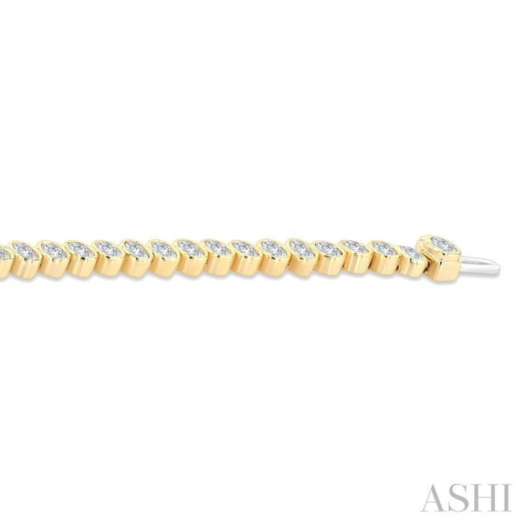 4 5/8 Ctw North-South Bezel Set Oval Cut Diamond Tennis Bracelet in 14K Yellow Gold