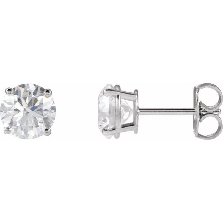 Platinum 6 mm Lab-Grown Blue Sapphire Earrings