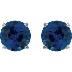 Sterling Silver 6 mm Lab-Grown Blue Sapphire Earrings