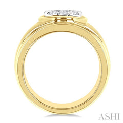 1 Ctw Circular Wide Shank Lovebright Round Cut Diamond Men's Ring in 10K Yellow and White Gold