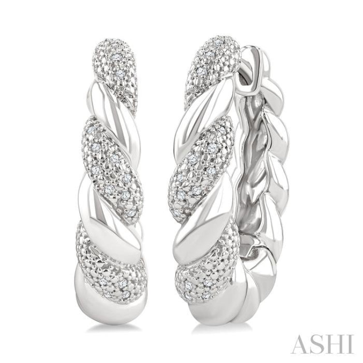 1/10 Ctw Round Cut Diamond Rope Earrings in Sterling Silver